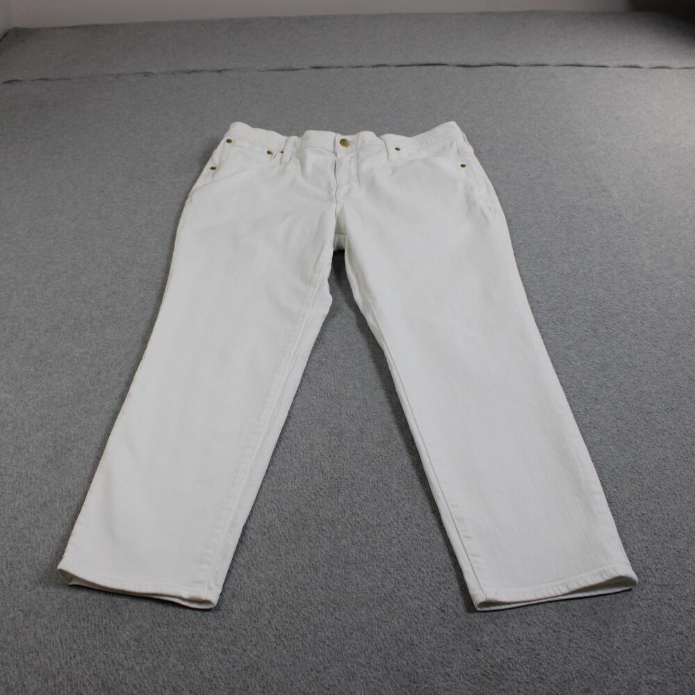J Crew 03 Slim Jeans Women 31P White Petite Stretch Denim Pants Cropped Ankle